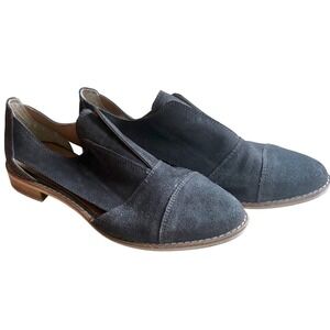 Anthropologie KLUB NICO Dark‎ Gray Suede Cutout Pointed Toe Flats Sz 9 Academia